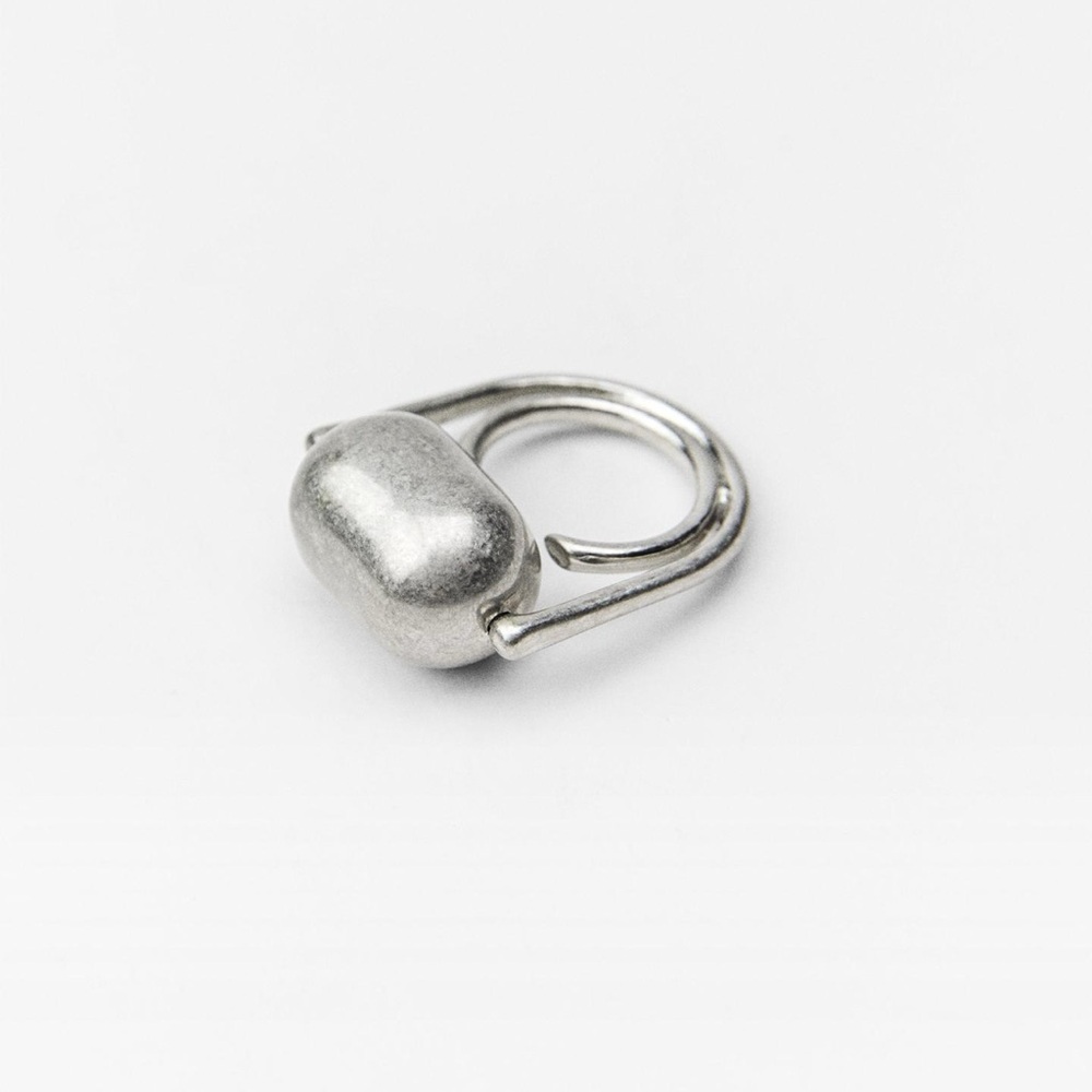 ZARA SILVER TONE ROLLER RING M - Picture 4 of 6